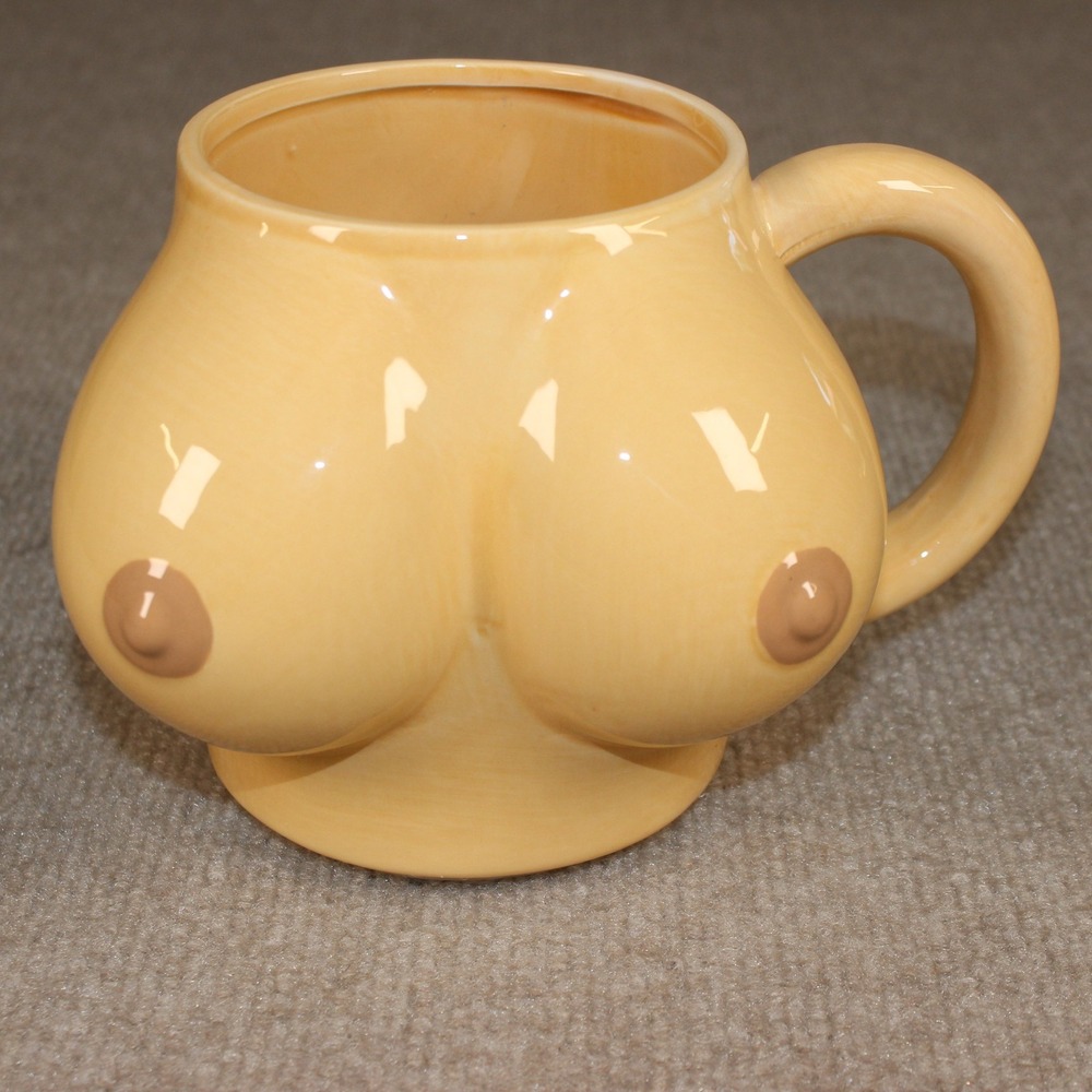 Spencer Gifts Novelty Boob Mug Tan Ceramic Anatomical Gag Gift 08234-4197